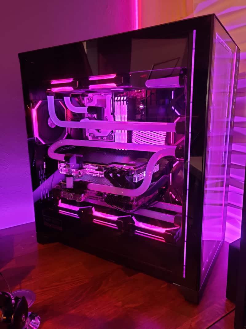Custom gaming PC with RGB lighting